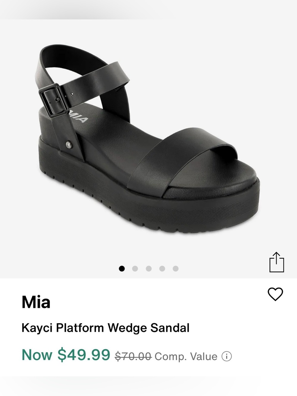 MIA Kayci Black Platform Wedge Sandal